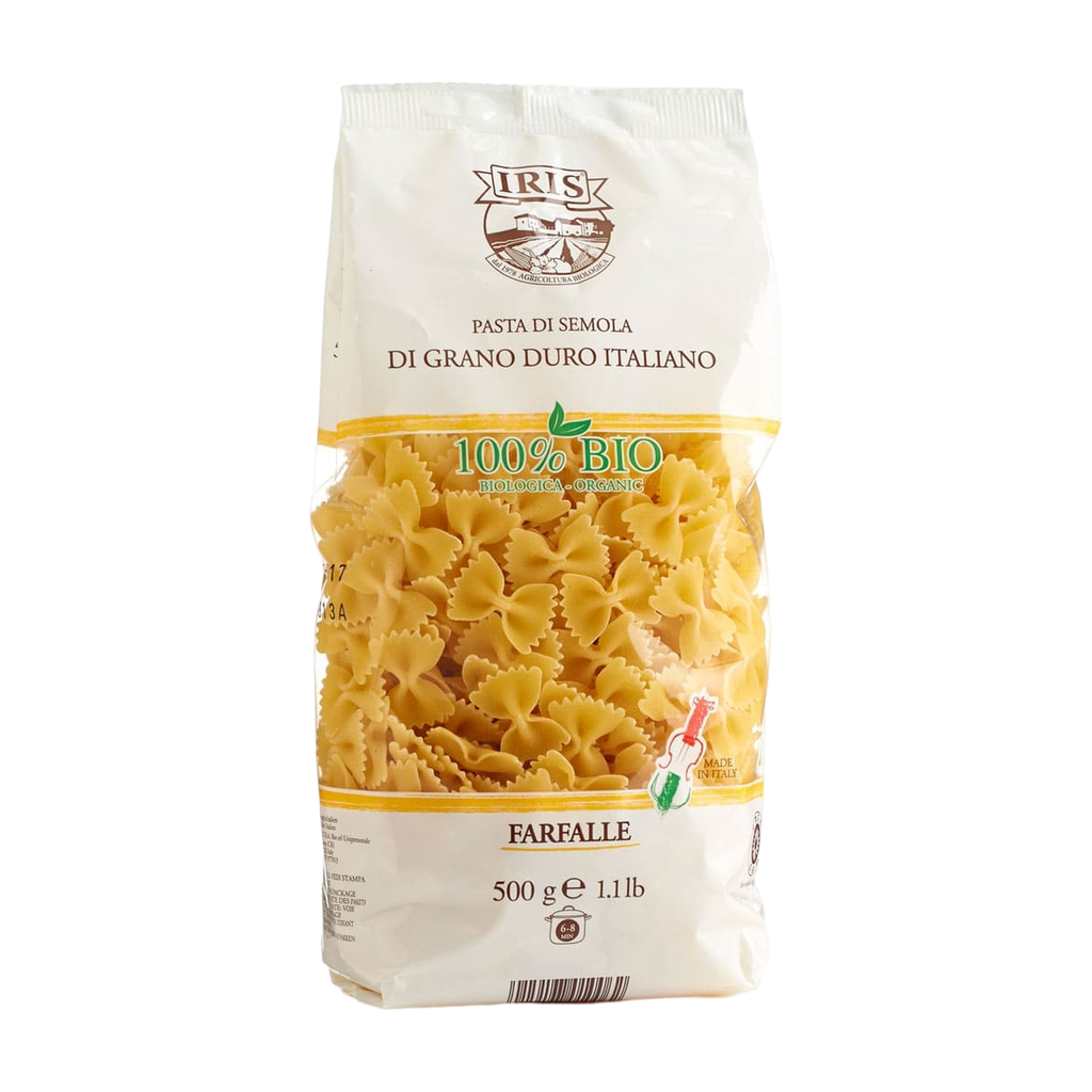 [IR-BL-FARF500] 500g - Pâtes papillons blanches (Farfalle semola) bio - Iris
