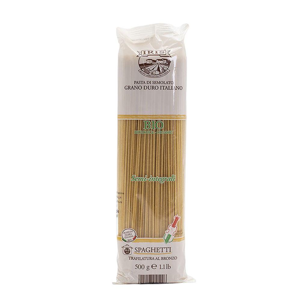 [IR-DC-SPAG500] 500g - Spaghettis demi-complètes (Spaghetti semolato) bio - Iris