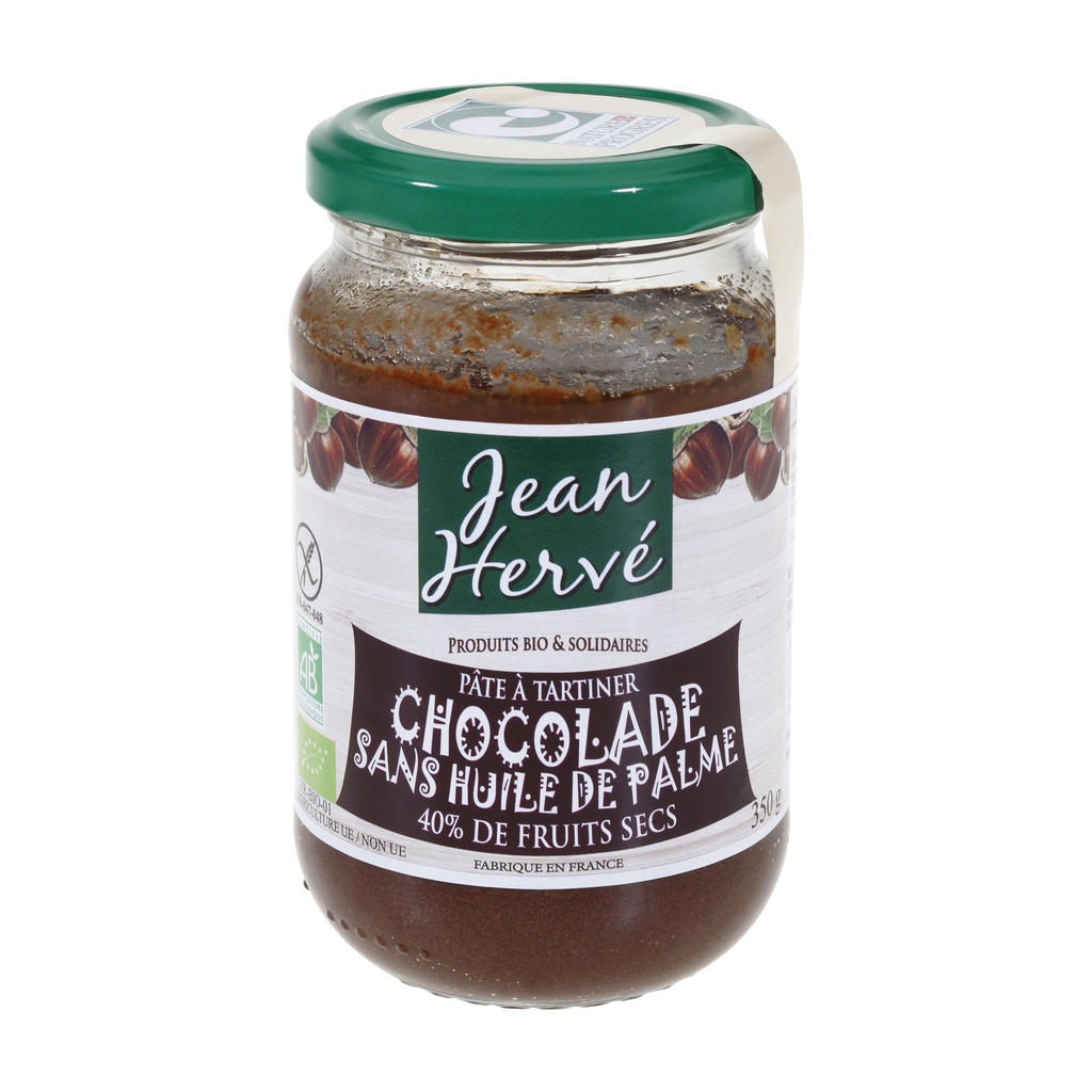 [JH-CHOCOSHP350] 350g - Pâte à tartiner sans huile de palme Chocolade noisettes/cacao/lait bio - Jean Hervé
