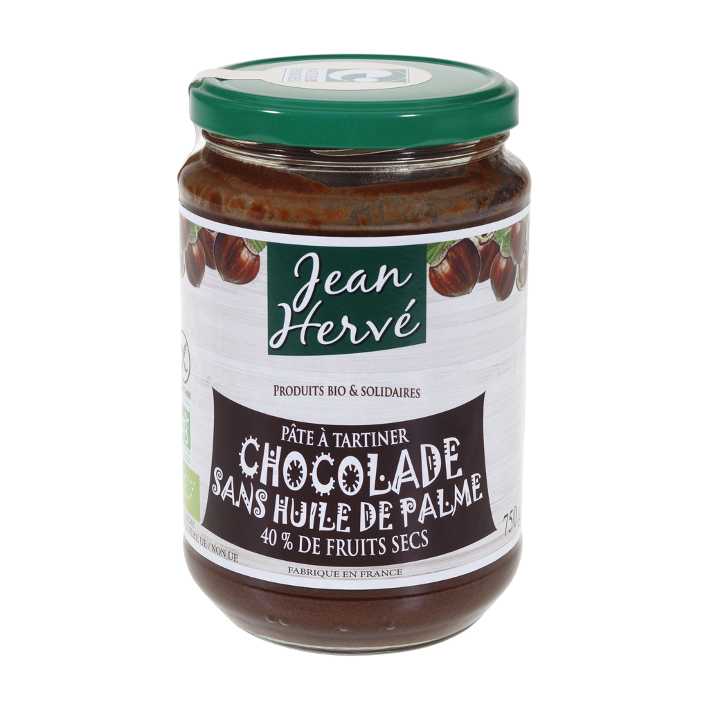 [JH-CHOCOSHP750] 750g - Pâte à tartiner sans huile de palme Chocolade noisettes/cacao/lait bio - Jean Hervé