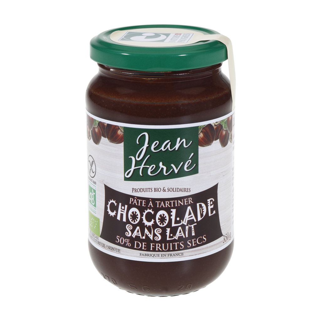 [JH-CHOCOSL350] 350g - Pâte à tartiner Chocolade sans lait noisettes/cacao sans huile de palme bio - Jean Hervé