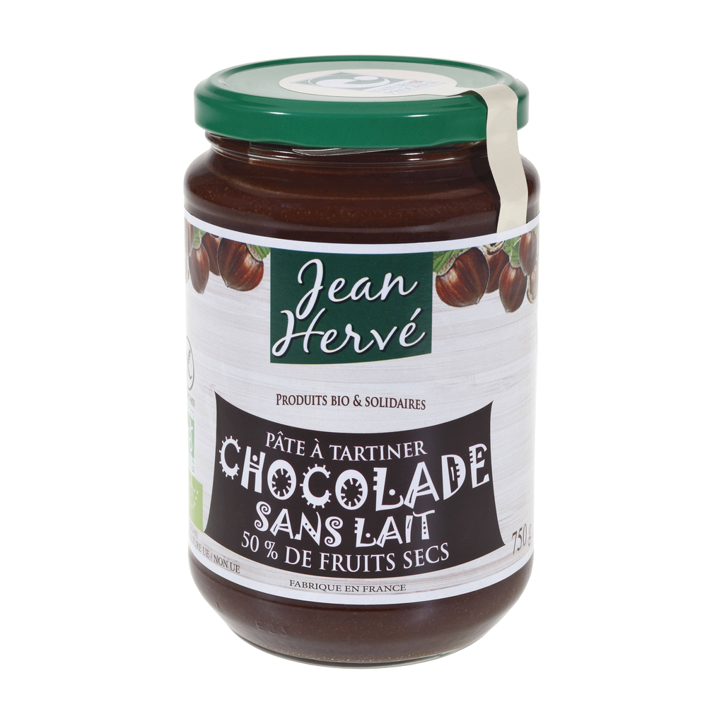 [JH-CHOCOSL750] 750g - Pâte à tartiner Chocolade sans lait noisettes/cacao sans huile de palme bio - Jean Hervé