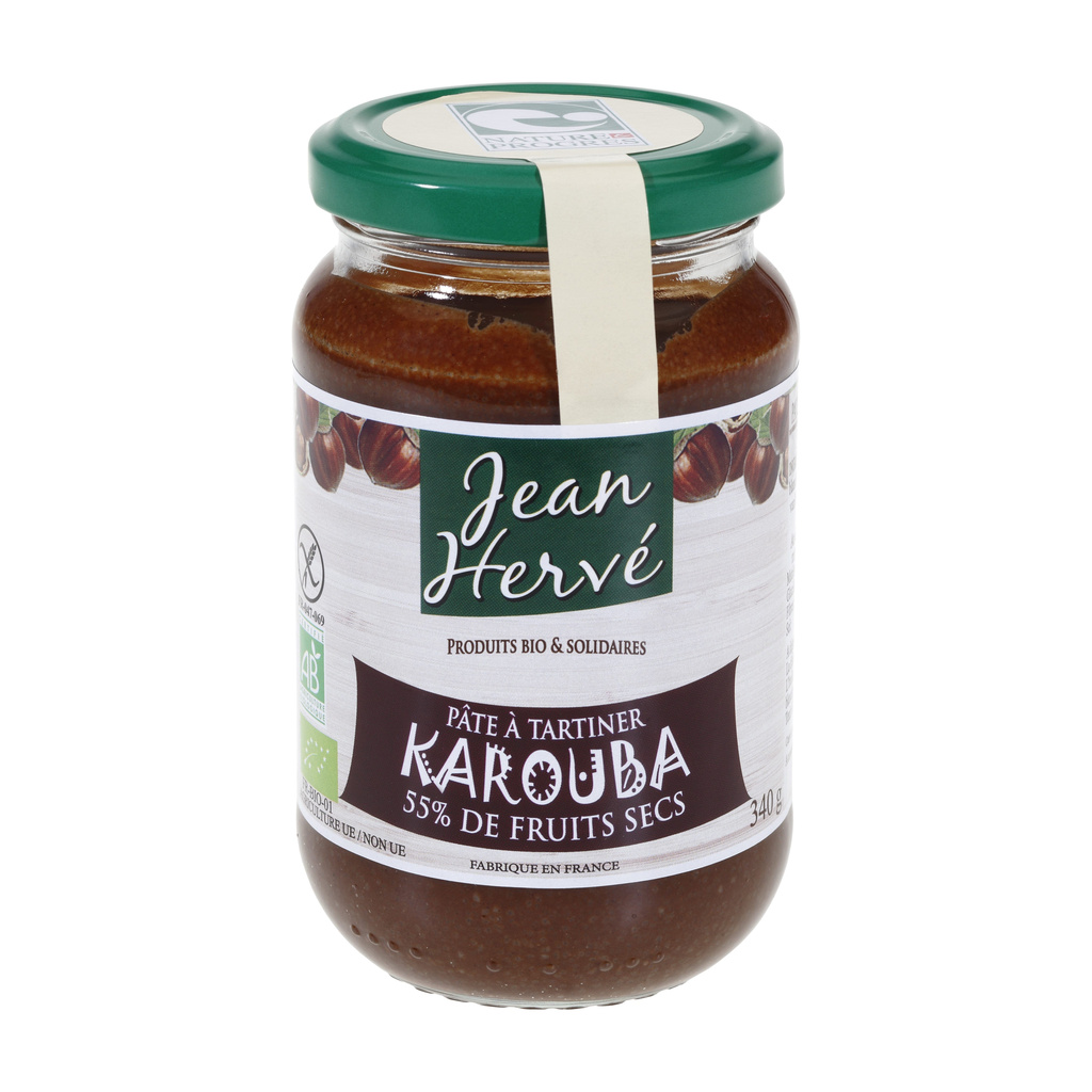 [JH-KAROUB340] 340g - Pâte à tartiner Karouba  noisettes/caroube bio - Jean Hervé