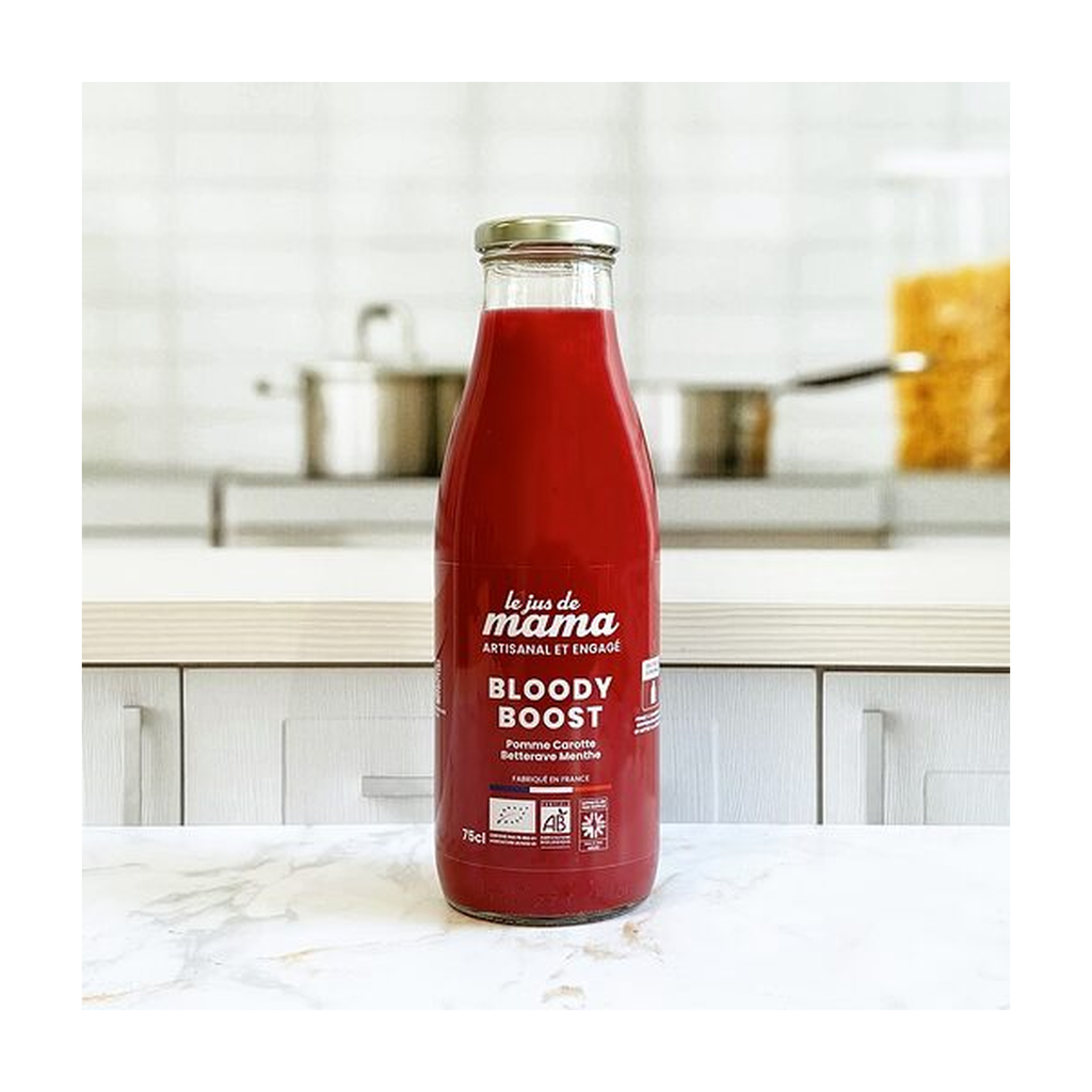 [JM-BLOODY75] 75cl - Jus Bloody Boost (pomme, carotte, betterave, menthe) bio (consigné) - Le Jus de Mama