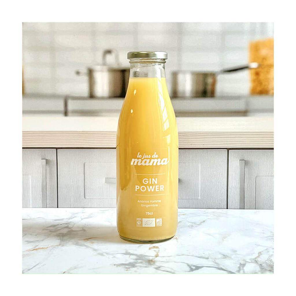 [JM-GIN75] 75cl - Jus Gin Power (pomme, ananas, gingembre) bio (consigné) - Le Jus de Mama