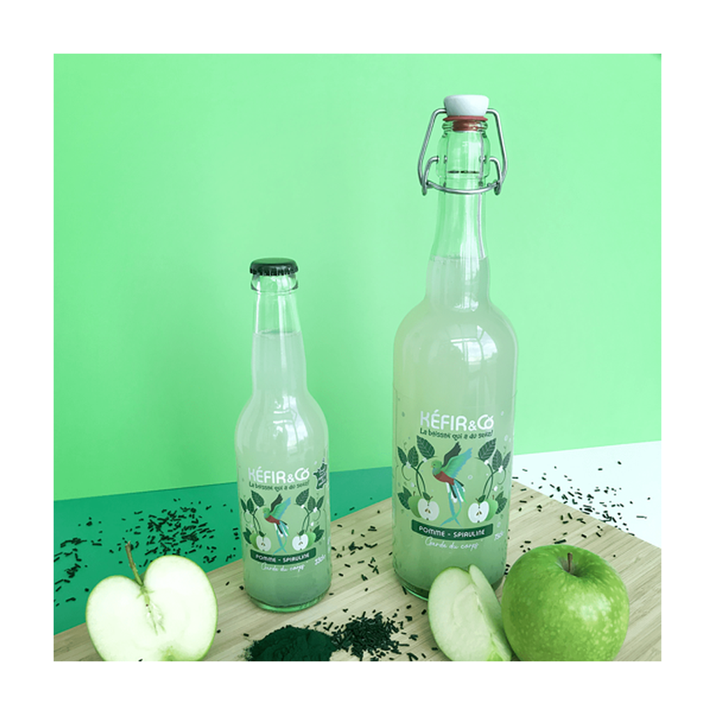 [KC-POSP33] 33cl - Kéfir Pomme Spiruline bio (réemploi) - Kefir and Co