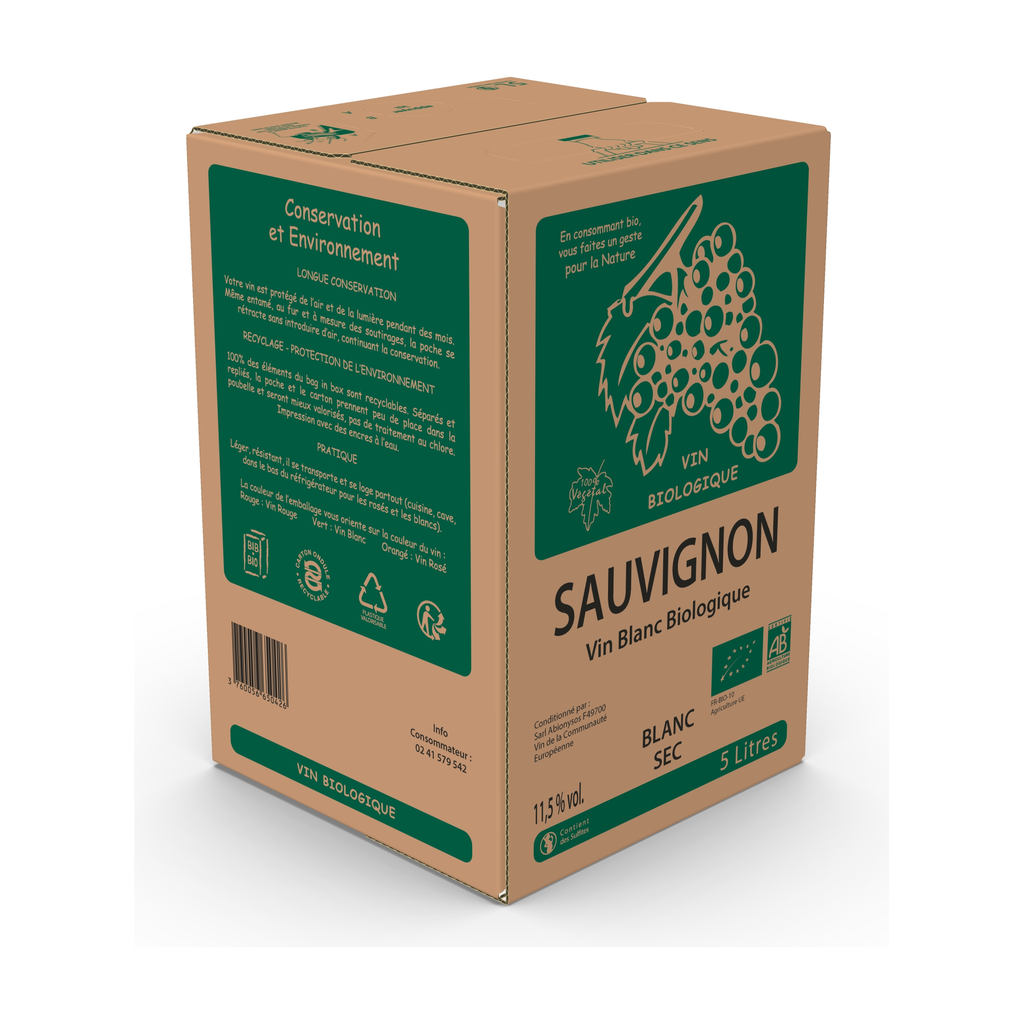 5l - IGP Val de Loire blanc Sauvignon bio