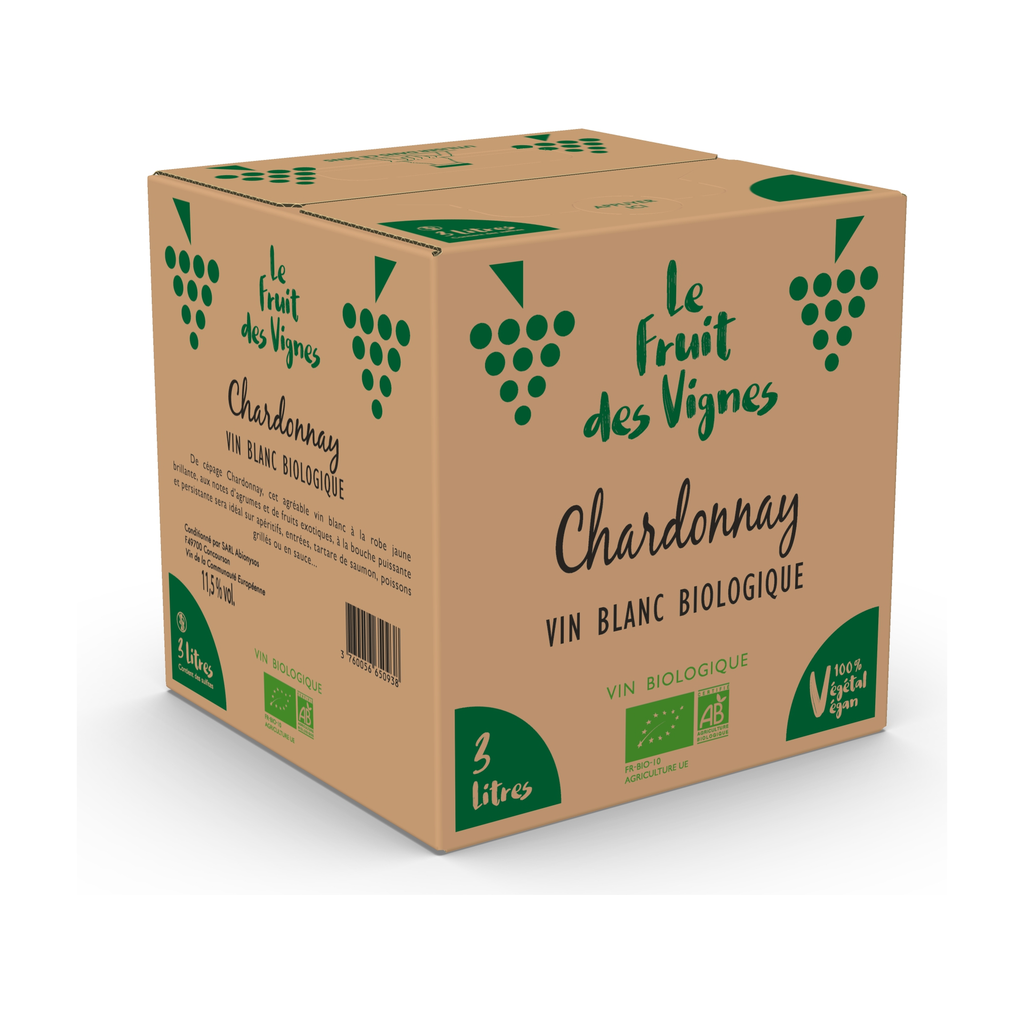 [VB-4958] 3l - Vin de France blanc Chardonnay bio - Le Fruit des Vignes