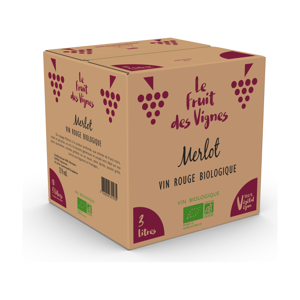 [VR-4950] 3l - Vin de France rouge Merlot bio - Le Fruit des Vignes