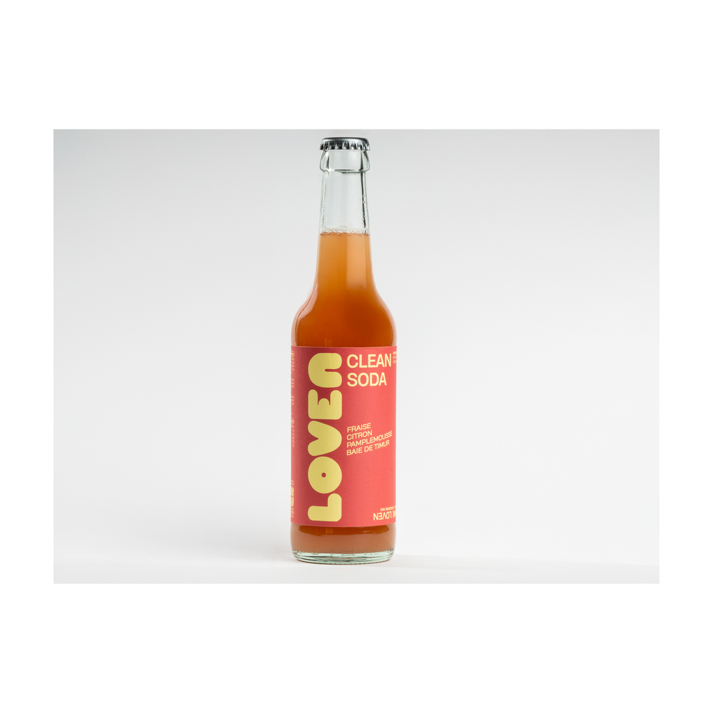 33cl - Loven Clean Soda Fraise-Citron bio Bouteille verre (réemploi) - Loven crew