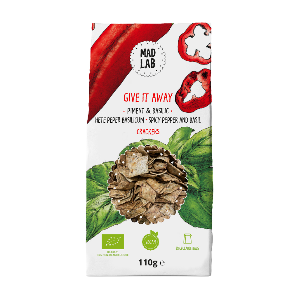 [ML-D151] 110g - Crackers 'Give it away' piment et basilic bio - Mad lab