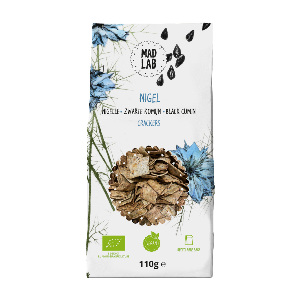 [ML-D144] 110g - Crackers 'Nigel' à la nigelle bio - Mad lab