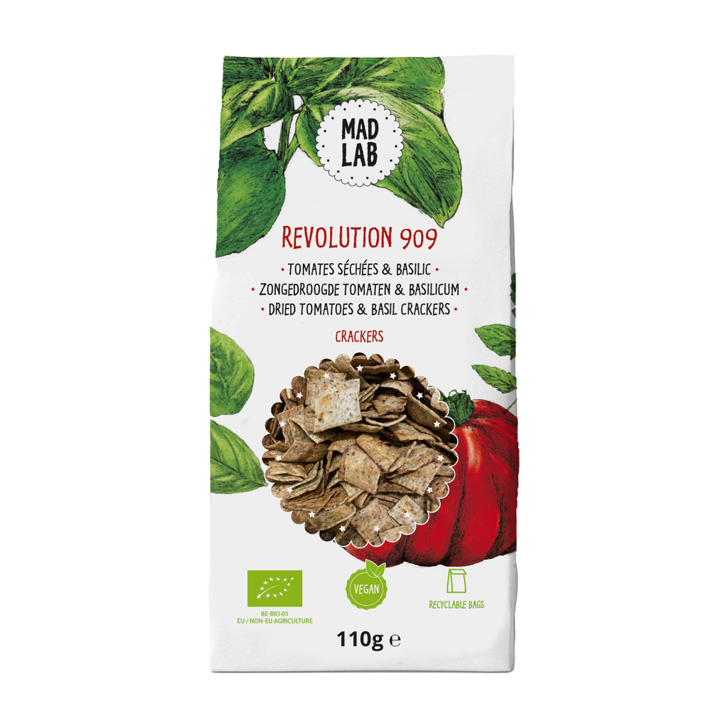 [ML-D150] 110g - Crackers 'Revolution 909' tomate et basilic bio - Mad lab