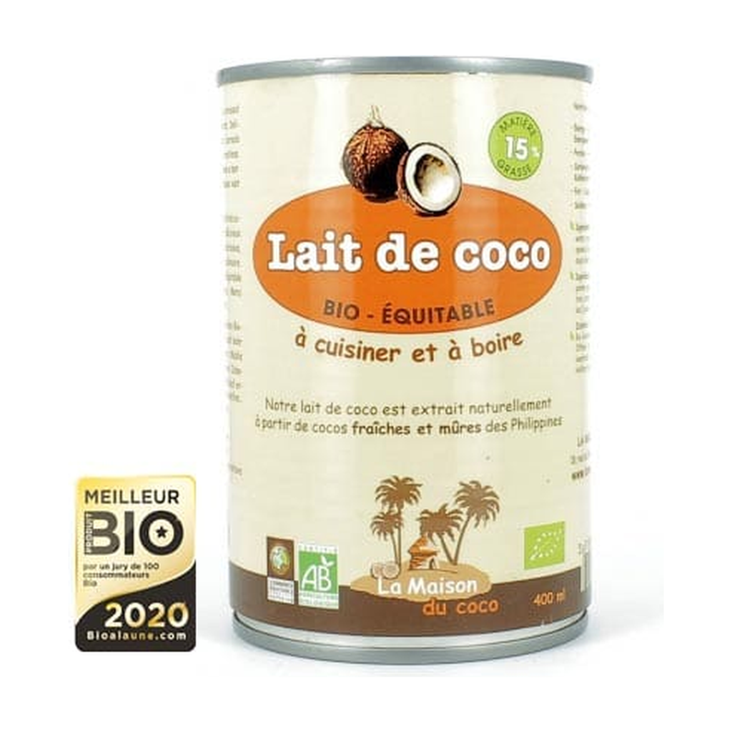 [CO-LAIT15MG400] 400ml - Lait de coco 15% matrière grasse bio - Maison du Coco