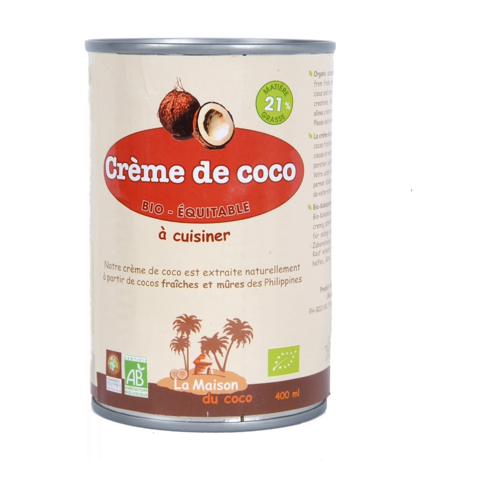 [CO-CREM21MG400] 400ml - Crème de coco 21% matière grasse bio - Maison du Coco