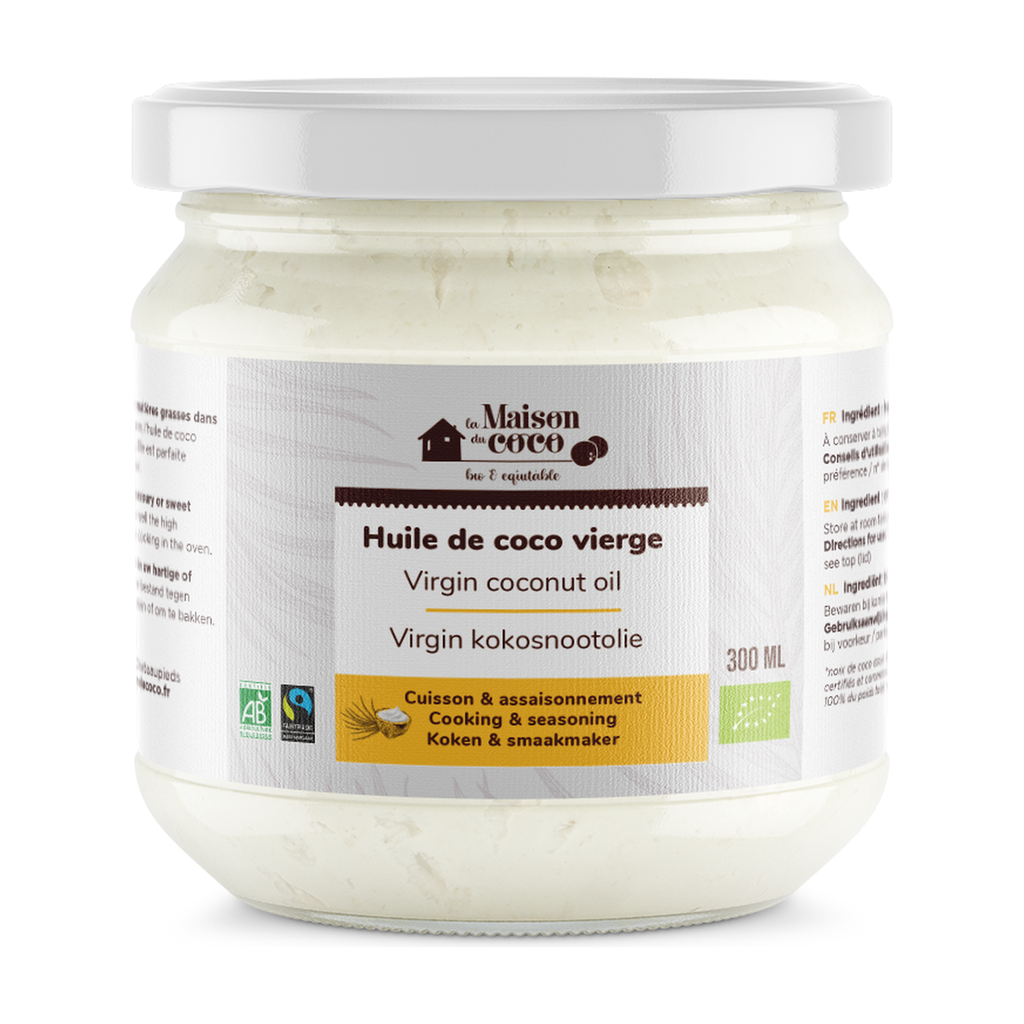 [CO-HUIL300] 30cl - Huile de coco vierge alimentaire bio - Maison du Coco