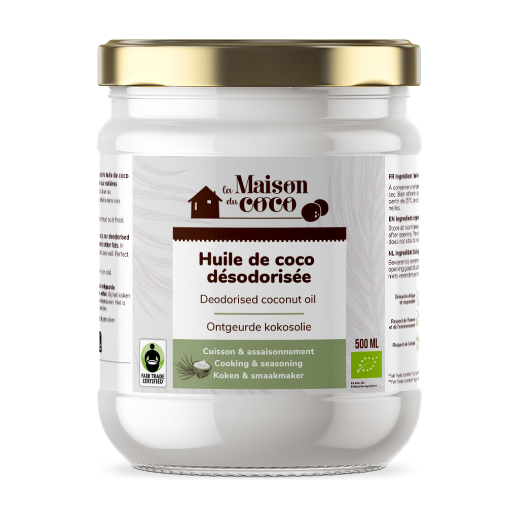 [CO-HDES500] 50cl - Huile de coco vierge DESODORISEE bio - Maison du Coco