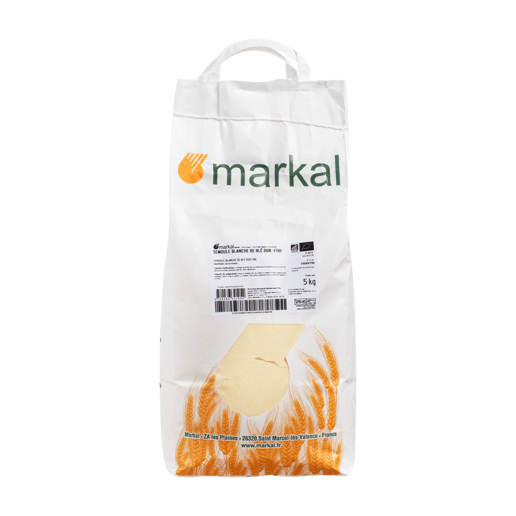 [MK-SEMBFS5KG] 5kg - Semoule blanche de blé dur fine bio - Markal