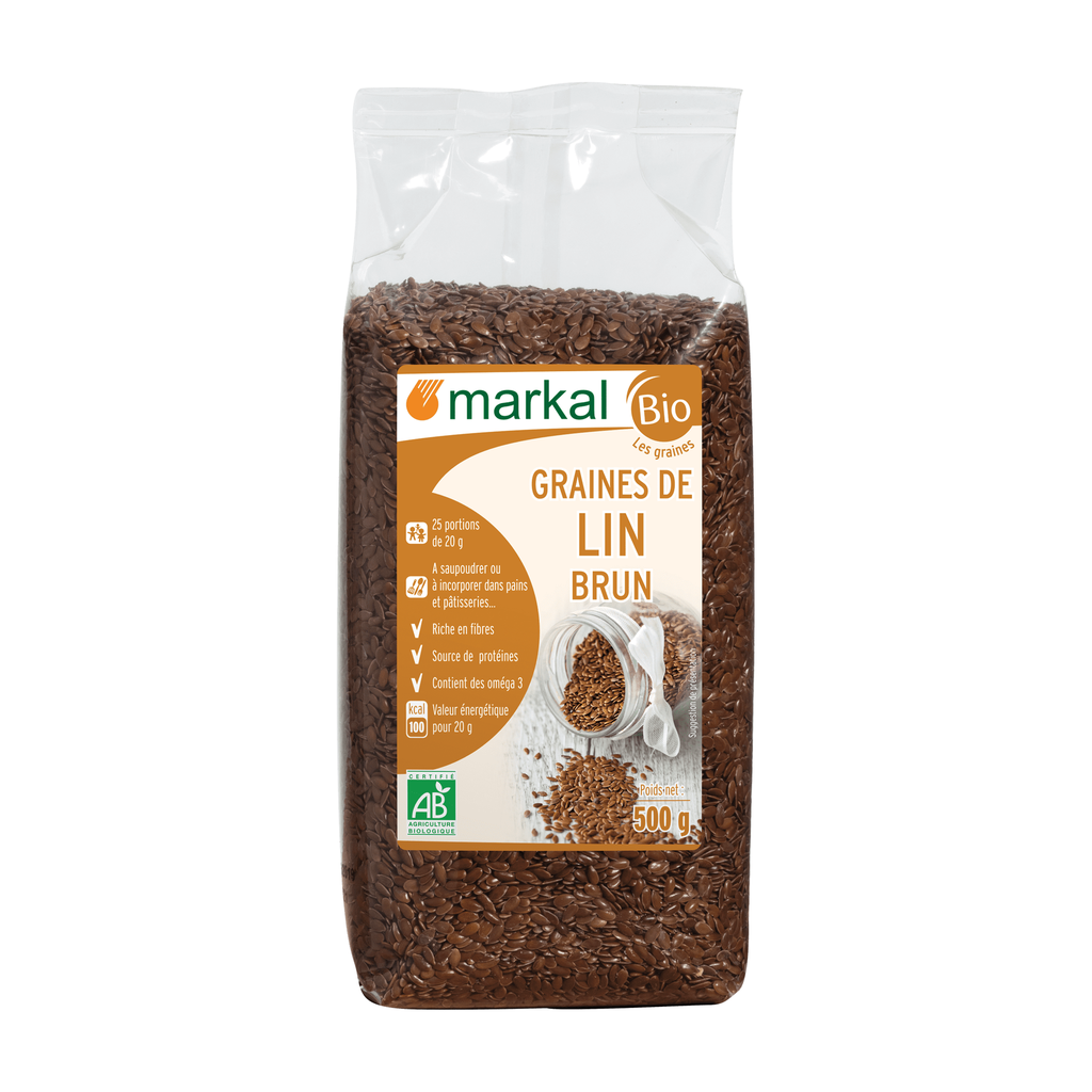 [MK-GRLINBRU500] 500g - Graines de lin brun bio - Markal