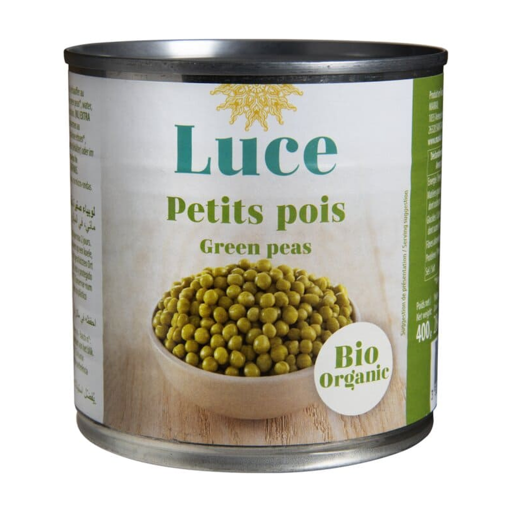 400g - Petits pois à l'étuvée en conserve bio - Luce