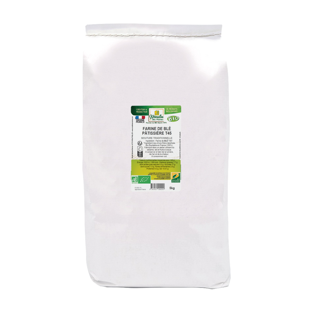 [MM-FARBLEPAT05] 5kg - Farine de blé blanche T45 bio - Moulin des Moines