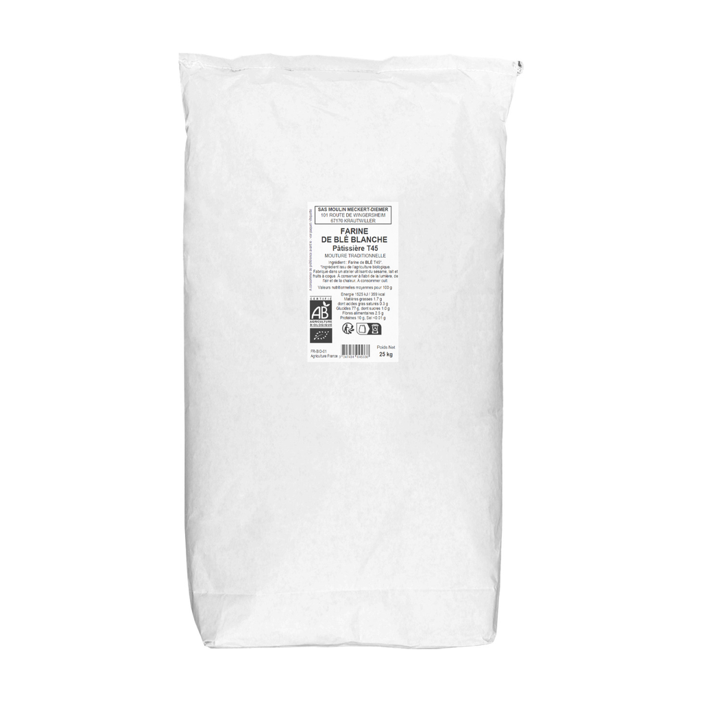 [MM-FARBLEPAT25] 25kg - Farine de blé blanche T45 bio - Moulin des Moines