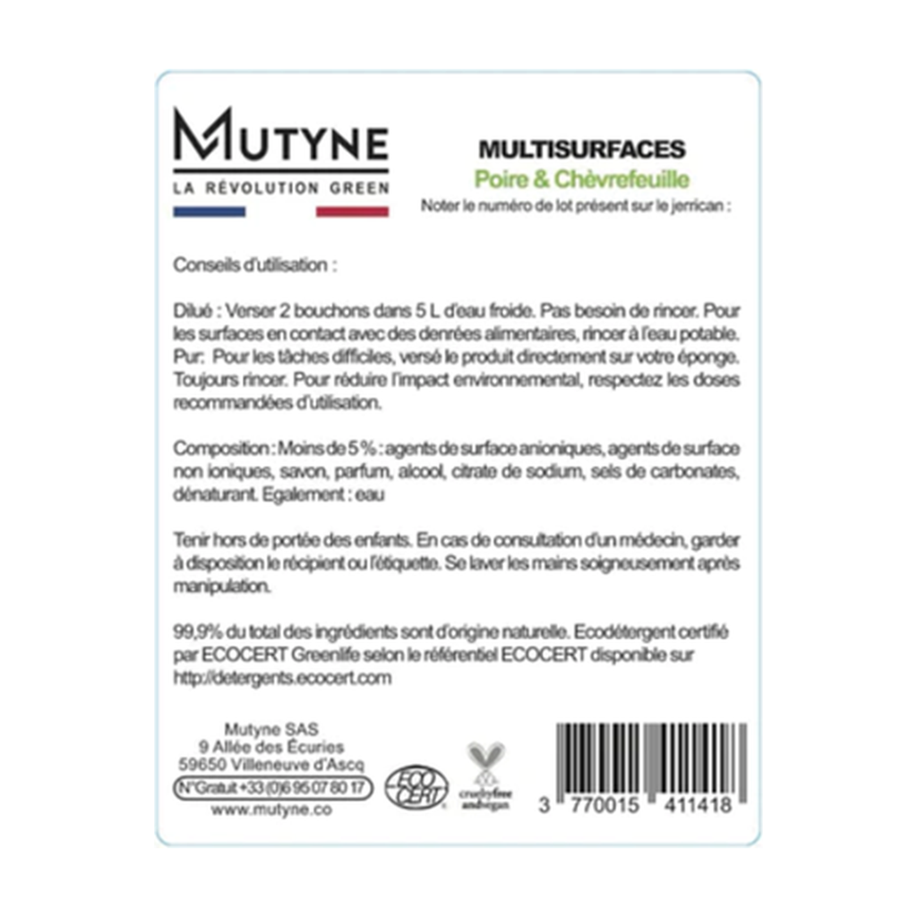 [MUT-ET005] Rouleau 50 étiquettes Nettoyant multi-surfaces vrac - Mutyne