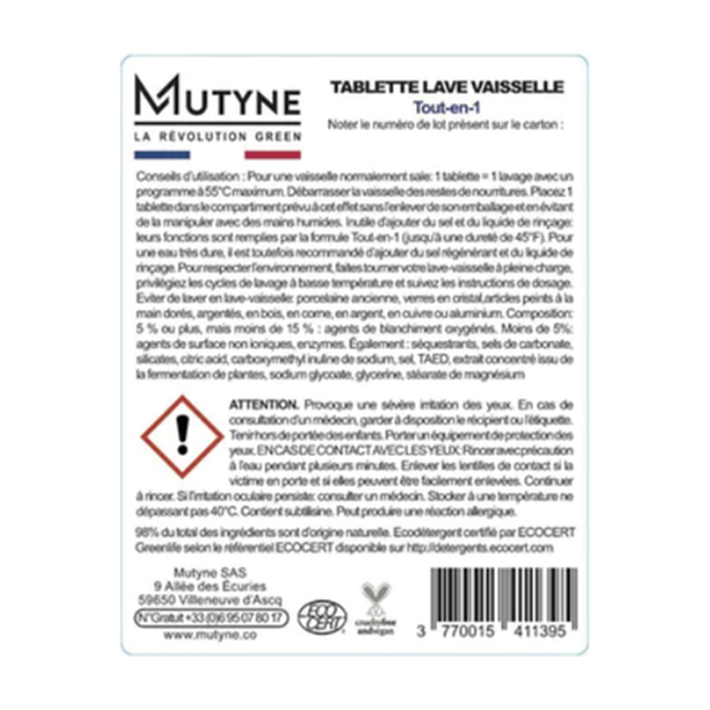 [MUT-ET002] Rouleau 50 étiquettes Liquide vaisselle Zeste de mandarine vrac - Mutyne