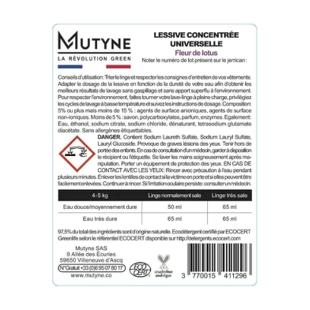 [MUT-ET001] Rouleau 50 étiquettes Lessive liquide Fleur de Lotus vrac - Mutyne