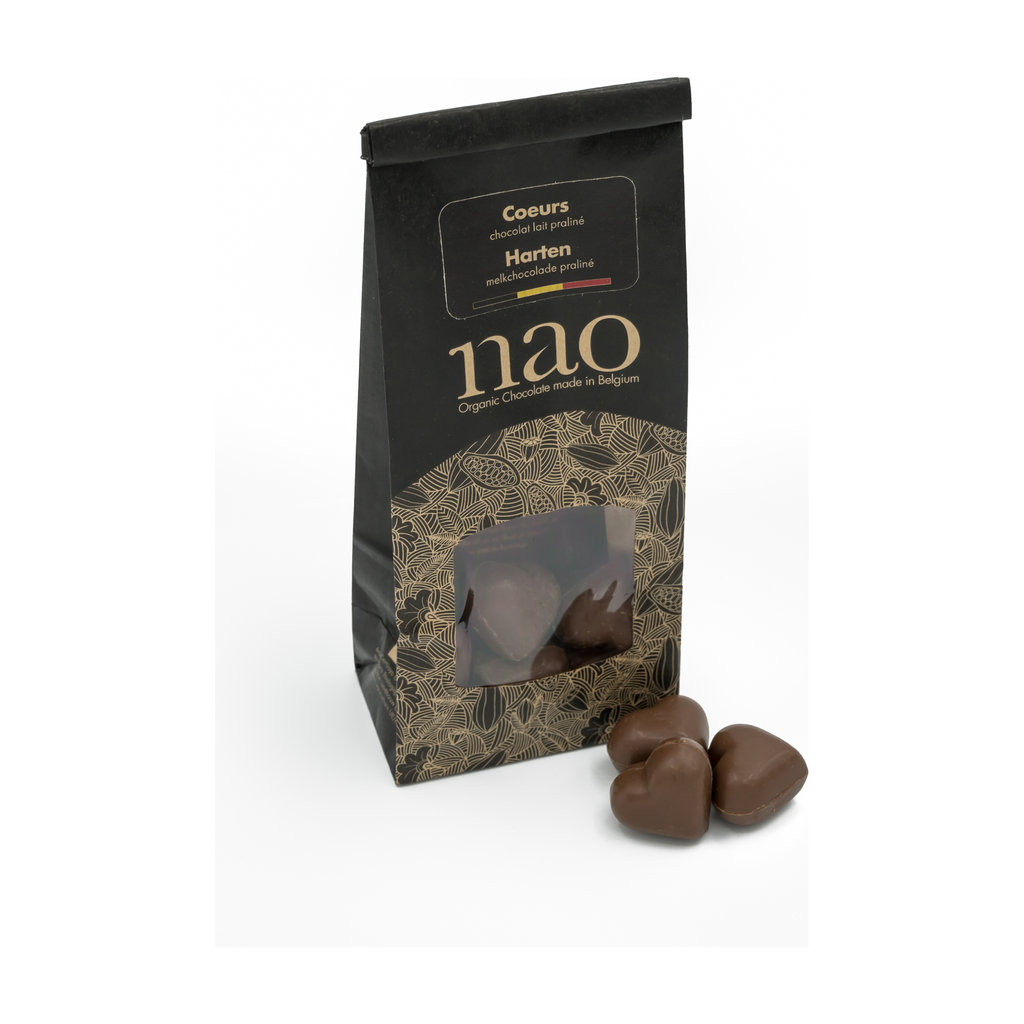 [NAO-N187] 100g - Cœurs St Valentin Chocolat au lait 35% (sachet) bio - Nao