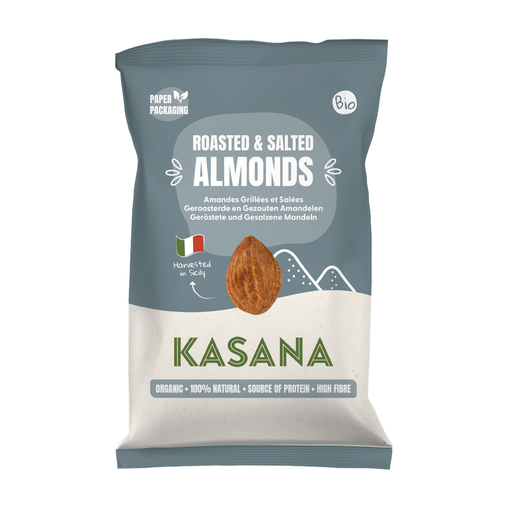 [NS-AMGRIL150] 150g - Amandes grillées salées bio - Kasana