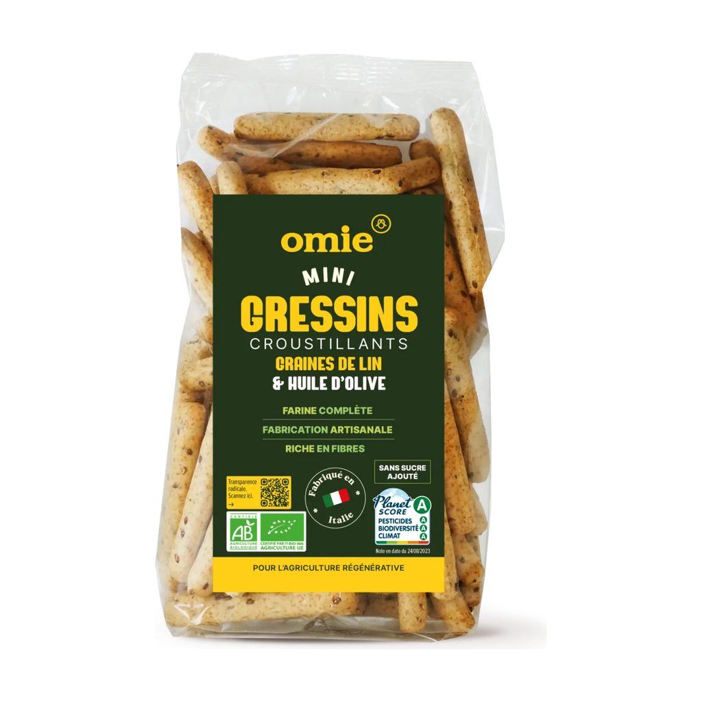 [OM-247] 200g - Gressins aux graines de lin bio - Omie