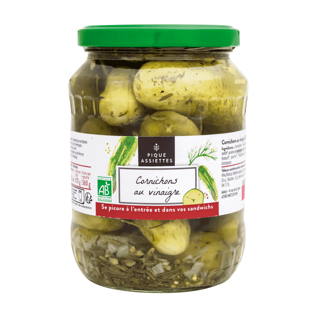 [RA-CVB72PA] 72cl - Cornichons au vinaigre 360g net égoutté bio - Pique Assiette