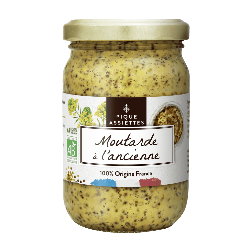 [RA-MANCBOF200PA] 200g - Moutarde à l'Ancienne (100% graînes françaises) bio - Pique Assiette