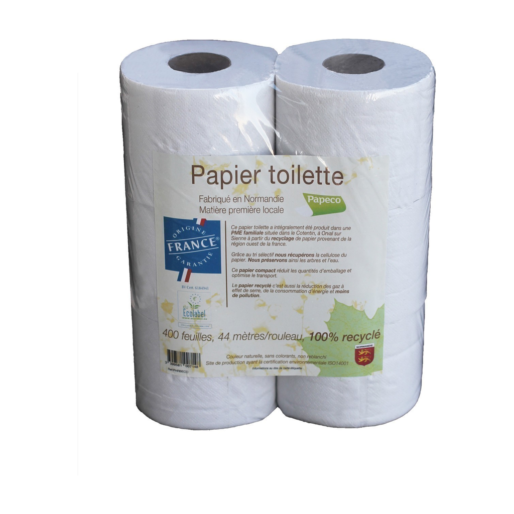 [PP-PAPTOILx6] Papier hygiènique rouleau blanc Ecolabel x 6 rouleaux (emballé) - Papeco