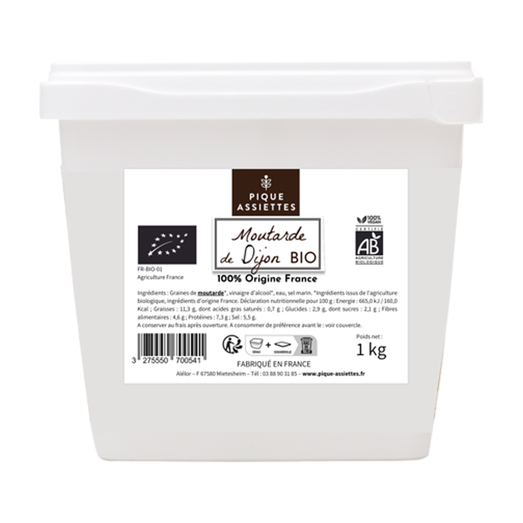 [RA-MDIJBOFS1PA] 1kg - Moutarde de Dijon (100% graînes françaises) bio - Pique Assiette
