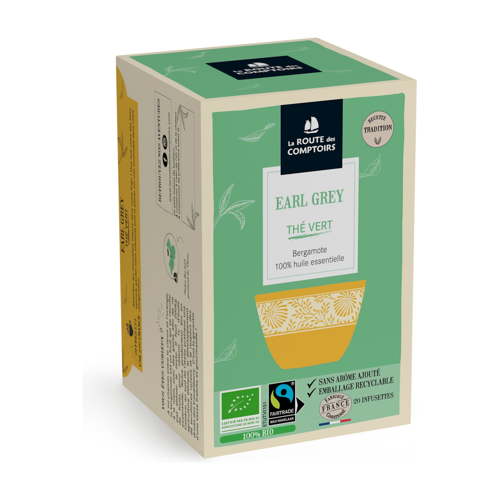 [RC-TVEARLGREY] 20 infusettes bio - Thé vert Earl Grey bio - La Route des Comptoirs