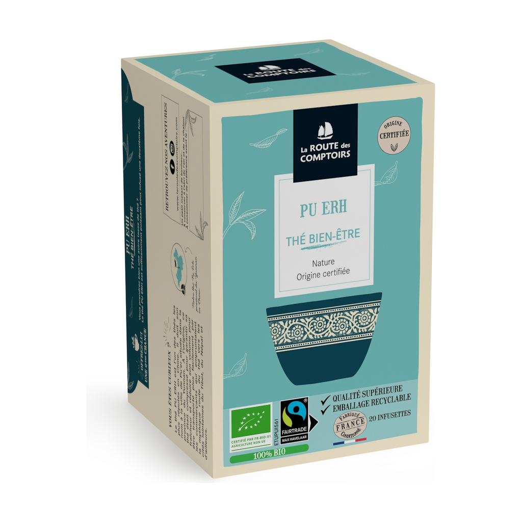 [RC-PUERH] 20 infusettes bio - Thé vert Pu Erh bio - La Route des Comptoirs