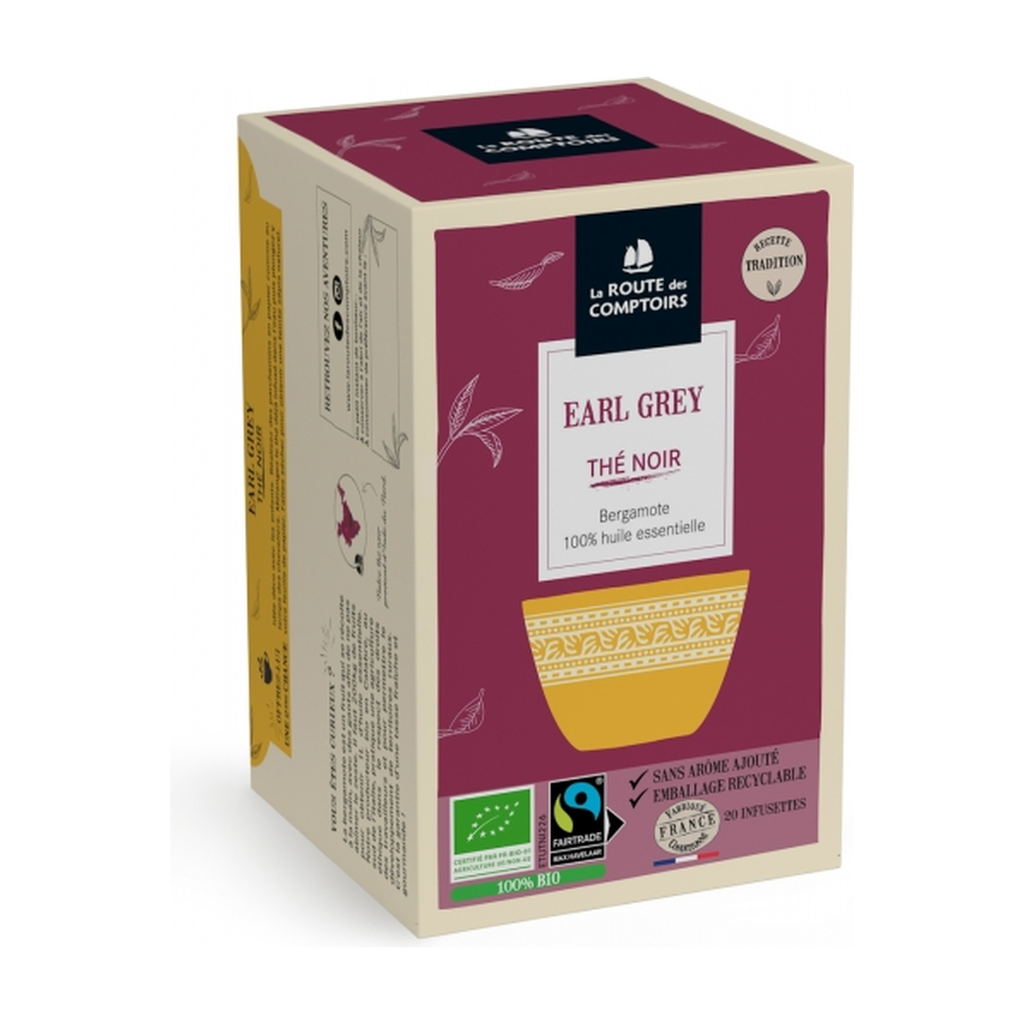 [RC-TNEARLGREY] 20 infusettes bio - Thé noir Earl Grey bio - La Route des Comptoirs