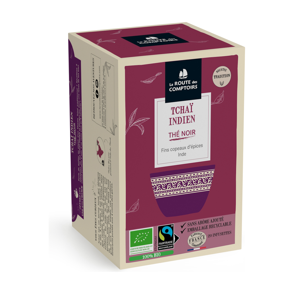 [RC-TCHAIIND] 20 infusettes bio - Thé noir Tchaï indien bio - La Route des Comptoirs