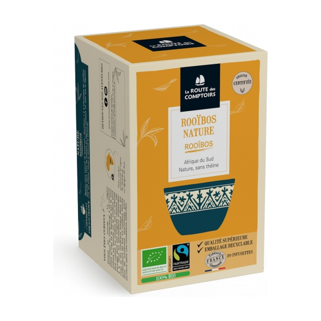 [RC-ROOIBOSNAT] 20 infusettes bio - Rooïbos nature bio - La Route des Comptoirs