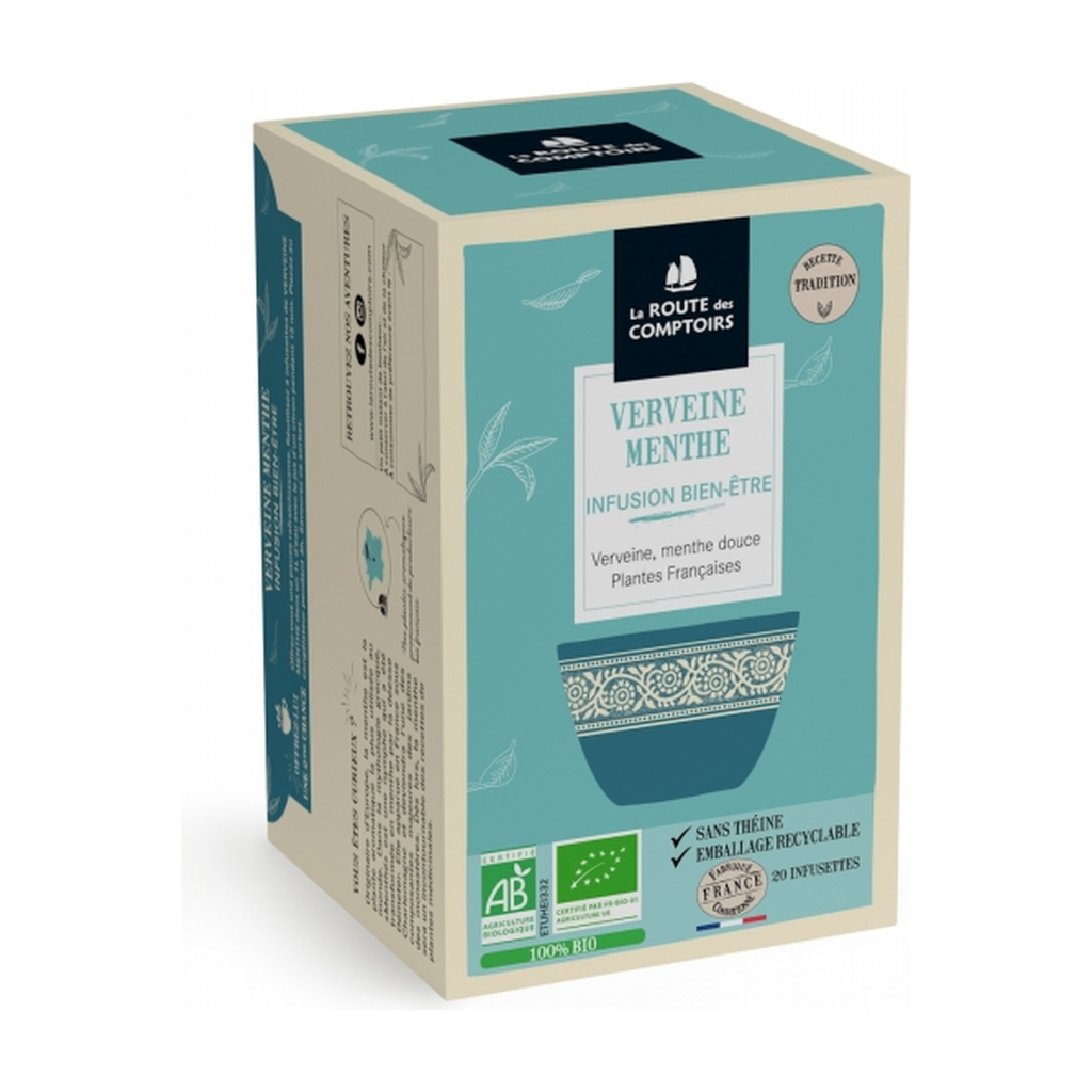 [RC-VERVMENT] 20 infusettes bio - Infusion verveine menthe bio - La Route des Comptoirs