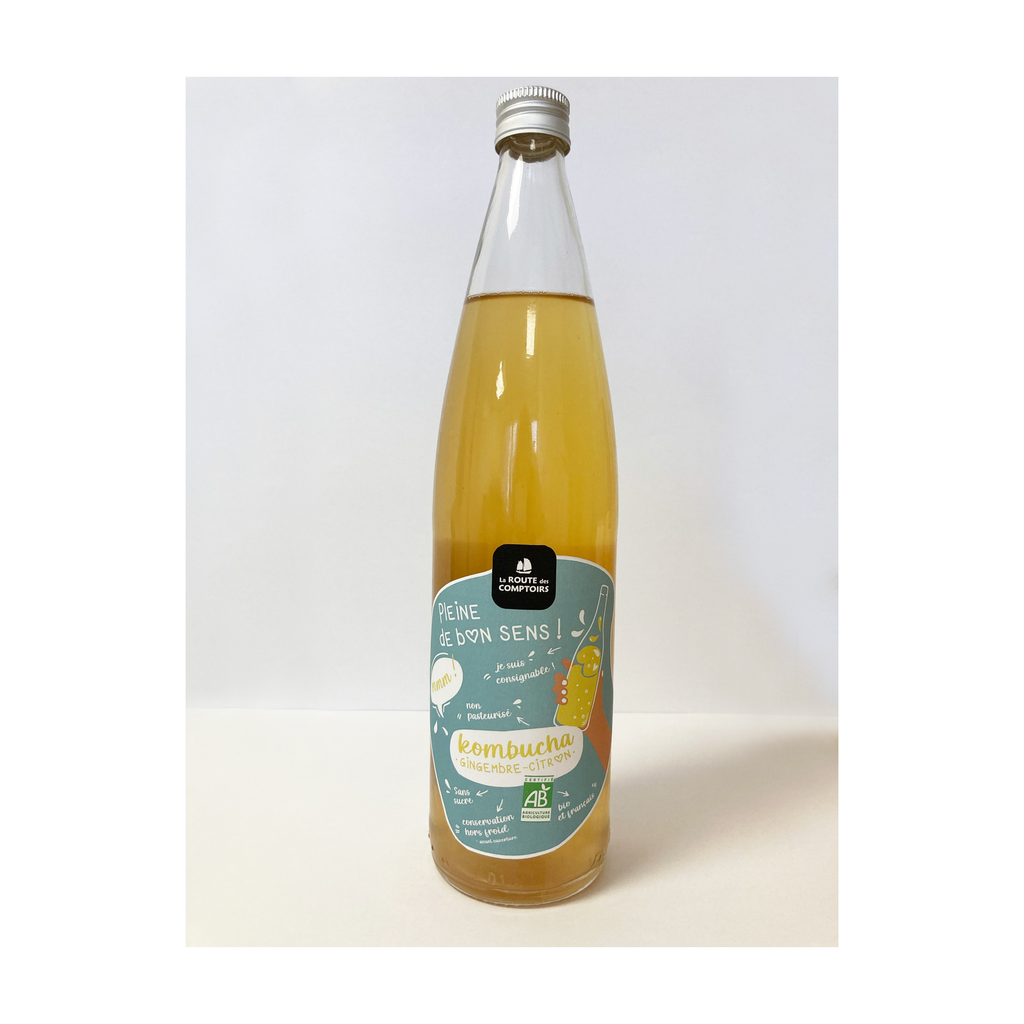 [RC-KOB702] 75cl - Kombuchas Gingembre-citron ambiant bio (réemploi) - La Route des Comptoirs