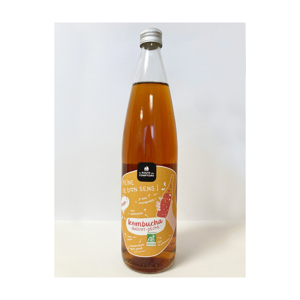 [RC-KOB701] 75cl - Kombuchas Abricot-pêche ambiant bio (réemploi) - La Route des Comptoirs