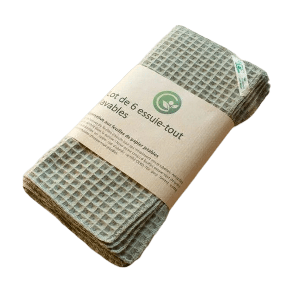 [AG-ESSTT] Lot de 6 essuie-tout lavables 25x25 (mélange de couleurs) - Angie Be Green