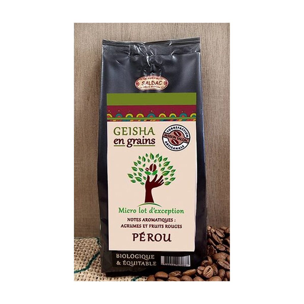 [SD-CAFEGEISH250GR] 250g - Café grand cru d'exception Geisha - Pérou 1700m d'altitude grain bio - Saldac