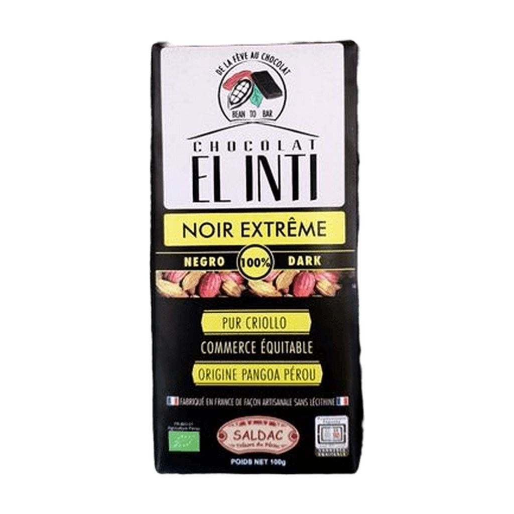 [SD-NOIR100] 100g - Pâte de cacao 100% sans sucre El Inti bio - Saldac