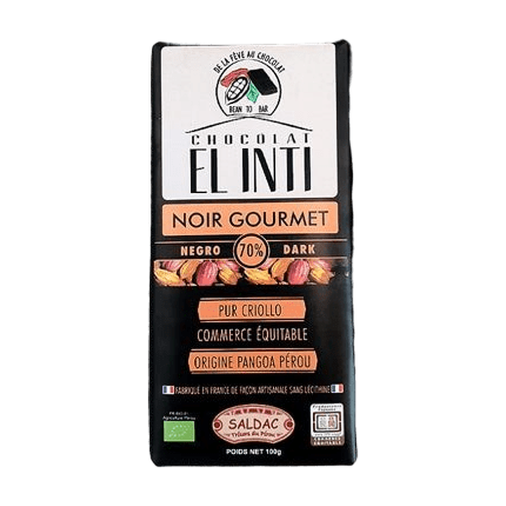 100g - Chocolat noir 70% cacao El Inti bio - Saldac