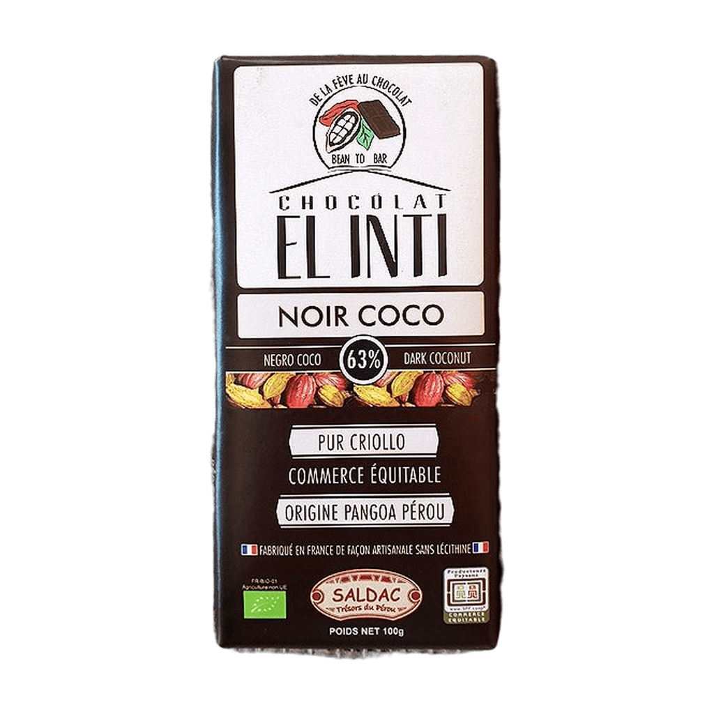 100g - Chocolat noir 63% noix de coco 15% El Inti bio - Saldac