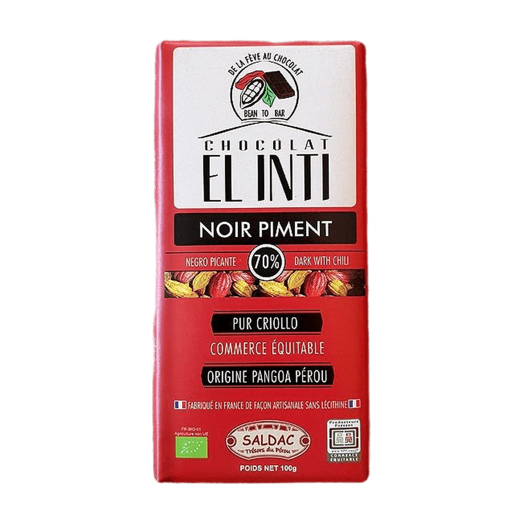 100g - Chocolat noir 70% piment El Inti bio - Saldac